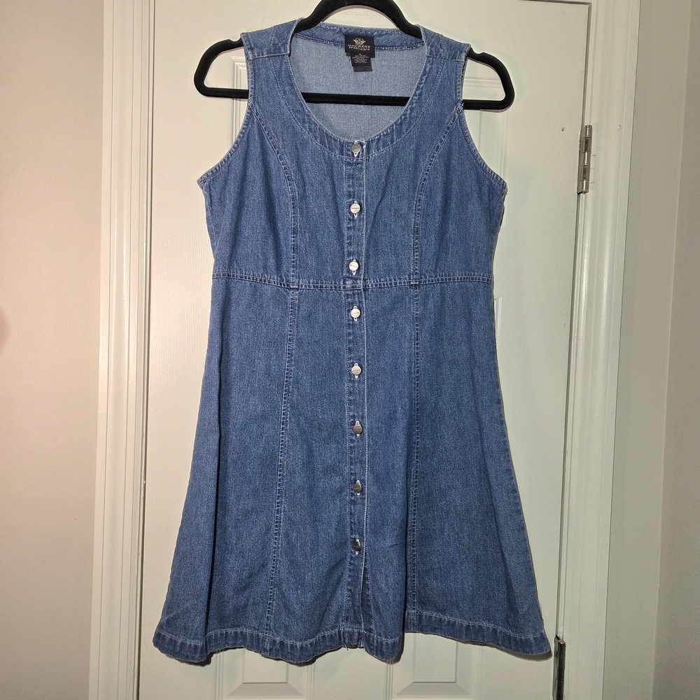 Dockers Light Blue Sleeveless Button-Front Denim Midi Dress